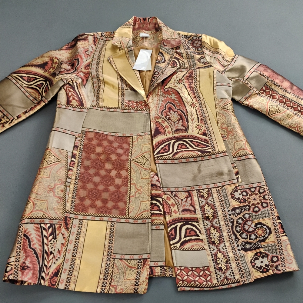 Chico's Occasion Topper Tapestry Dreams Jacket Gold Women's Size 2 NWT $169